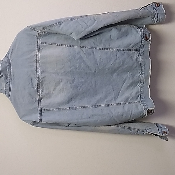 Forever 21 Men's 100% polyester and Jean jacket distressed Size large. - Picture 7 of 8
